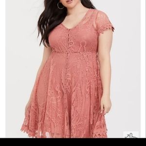 NWT dusty pink dress-slip dress under full lace.